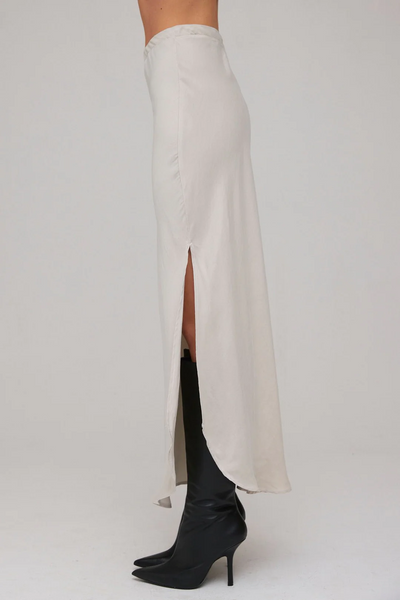 bella dahl asymmetric side slit skirt in french grey