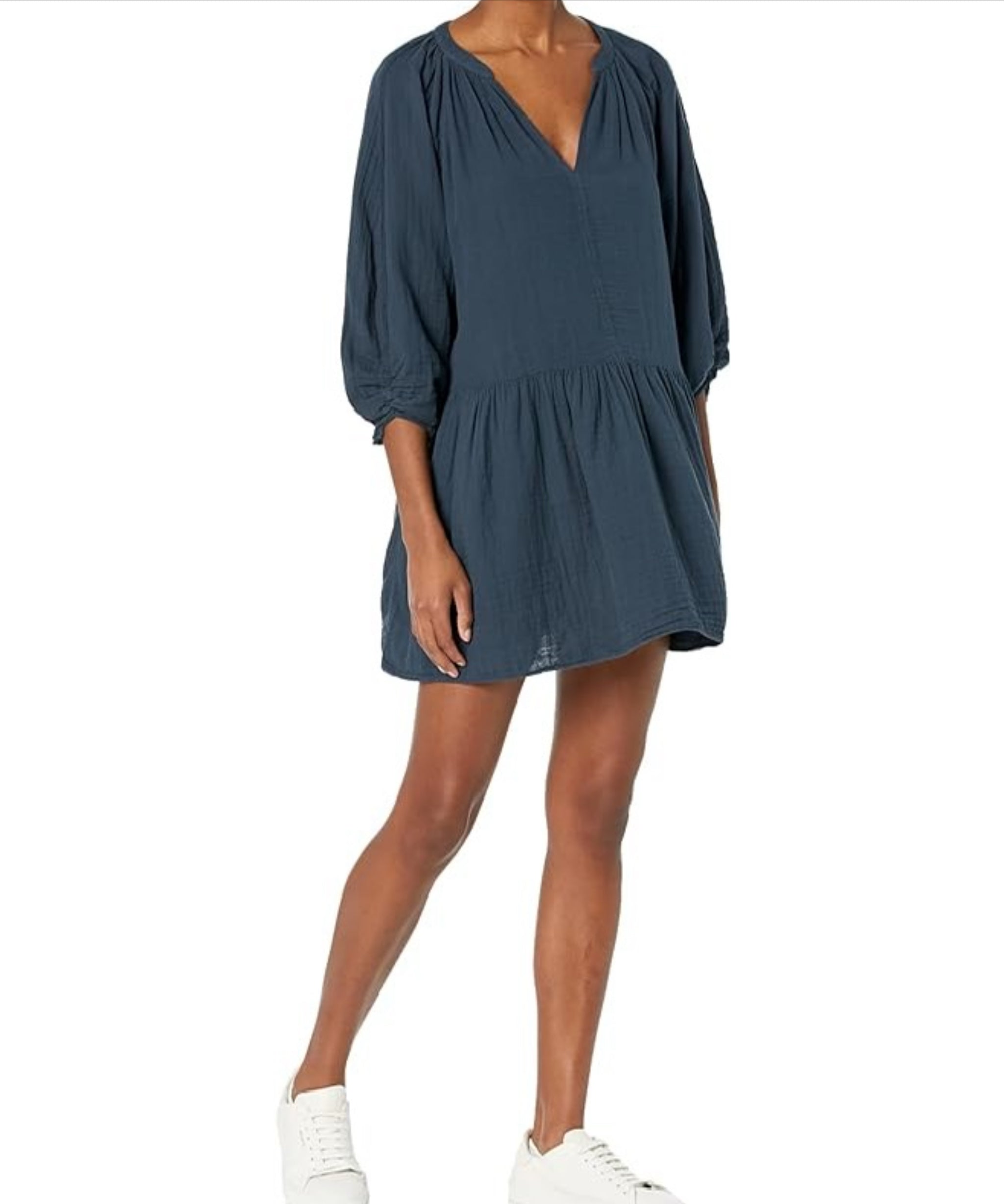 Velvet Nica Cotton Gauze V-Neck Dress in Snorkel