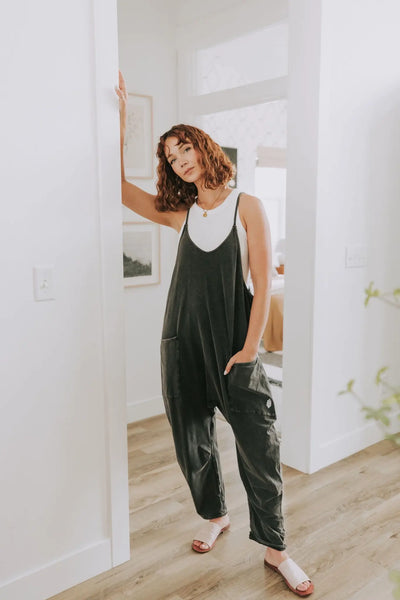 Free People Hot Shot Onesie in Washed Black