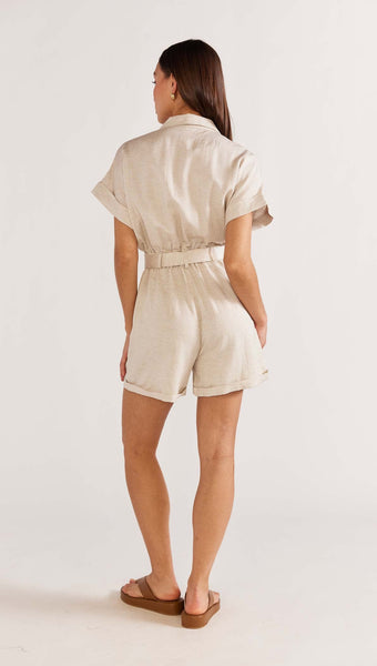 Staple the Label Vance S/S Romper in Natural Marle