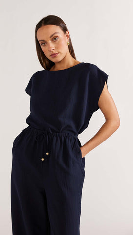 Staple the Label Remy Capsleeve Boxy Top in Navy