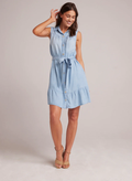 Bella Dahl Gathered Ruffle Shirt Dress Caribbean Wash
