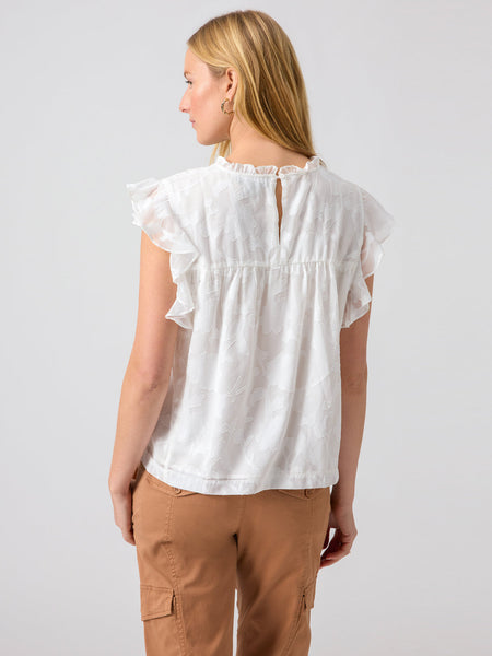 sanctuary spring gathering ruffle sleeve top in white