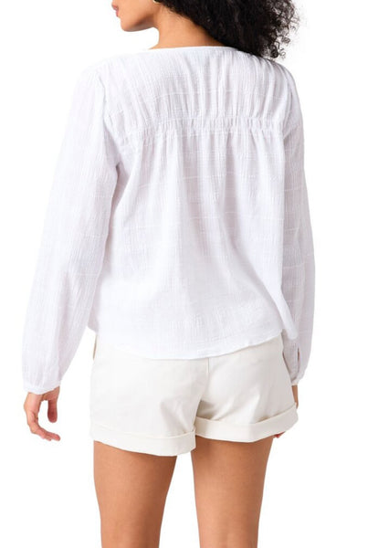 sanctuary long lasting textured blouse in white
