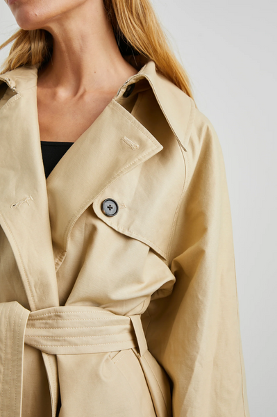Rails Lucien Cotton Twill DB Belted Jacket in Khaki
