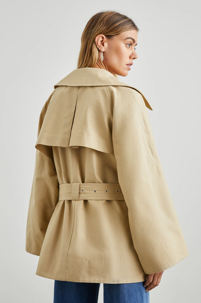 Rails Lucien Cotton Twill DB Belted Jacket in Khaki