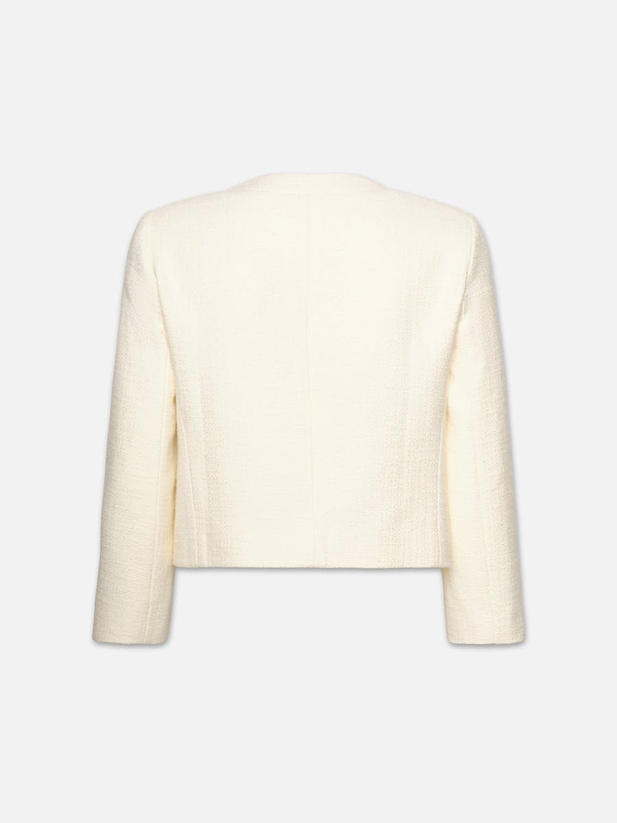 FRAME Collarless Button Front Jacket in Cream