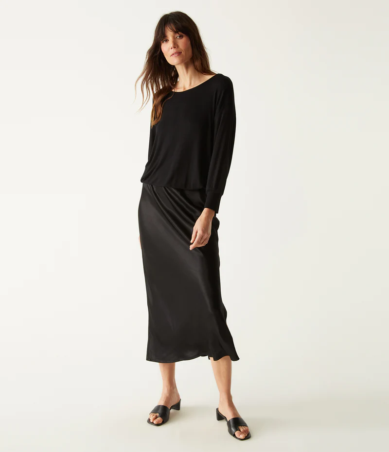 michael stars Nadia Two In One 3/4 Sleeve Dress in black