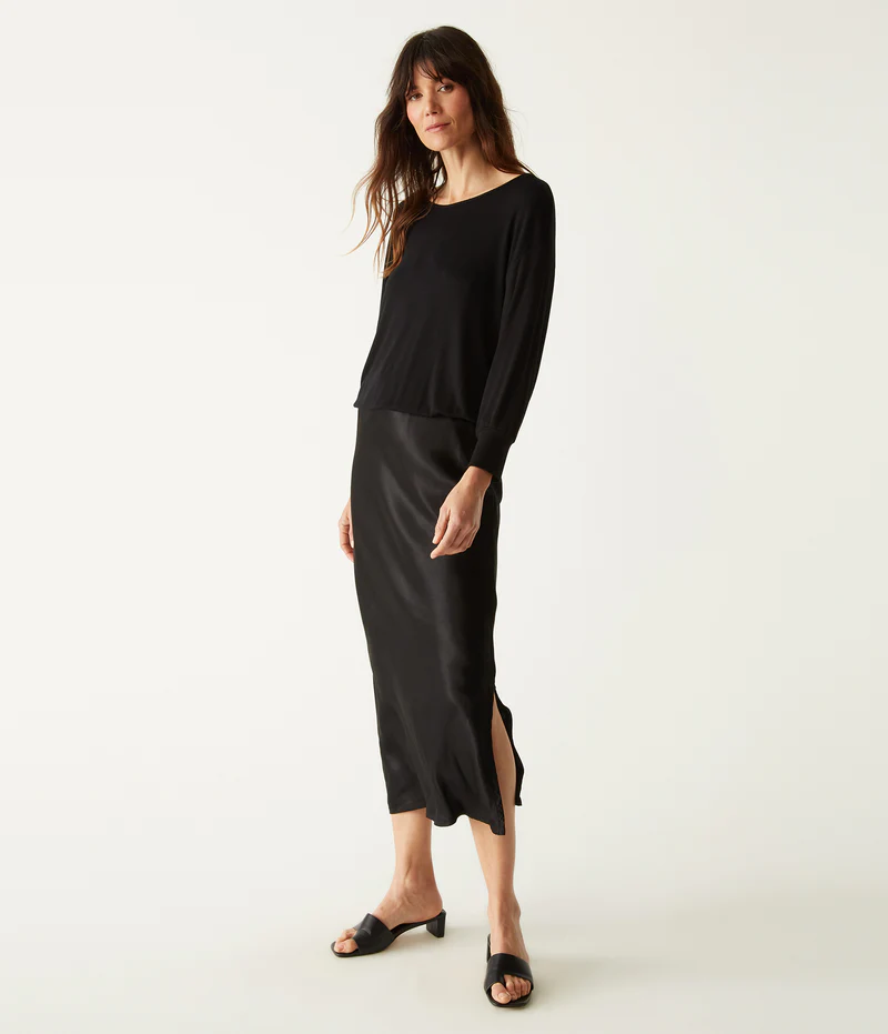 michael stars Nadia Two In One 3/4 Sleeve Dress in black