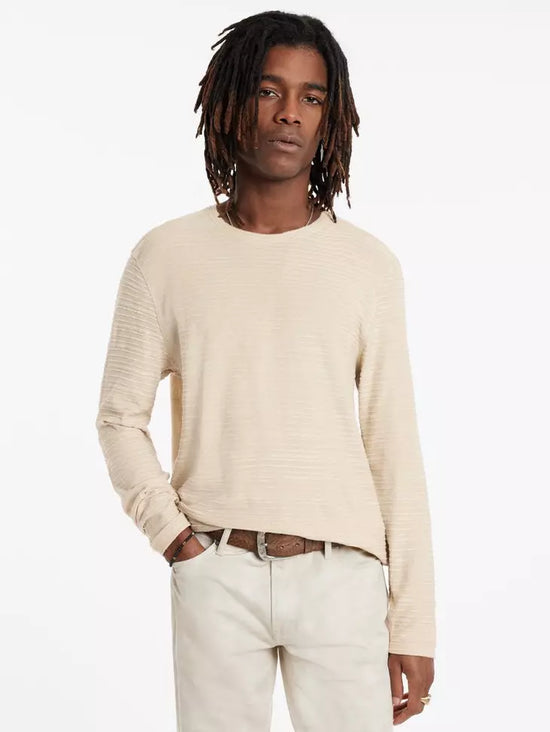 John Varvatos Alain L/S Crew Varigated Stripe - Toast