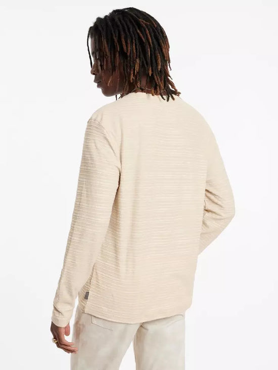 John Varvatos Alain L/S Crew Varigated Stripe - Toast
