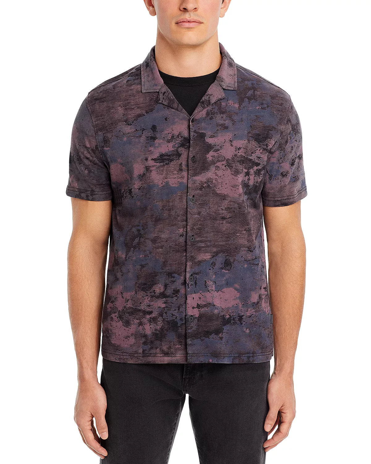 John Varvatos JACQUES SS Camp Shirt - Mauvewood