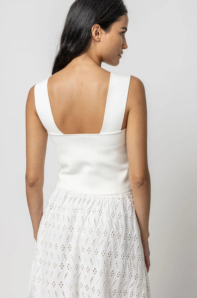 Lilla P Slightly Cropped Wide Strap Tank Top in White