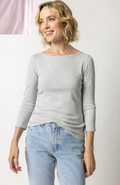 Lilla P 3/4 Sleeve Boatneck T-shirt in Camelia