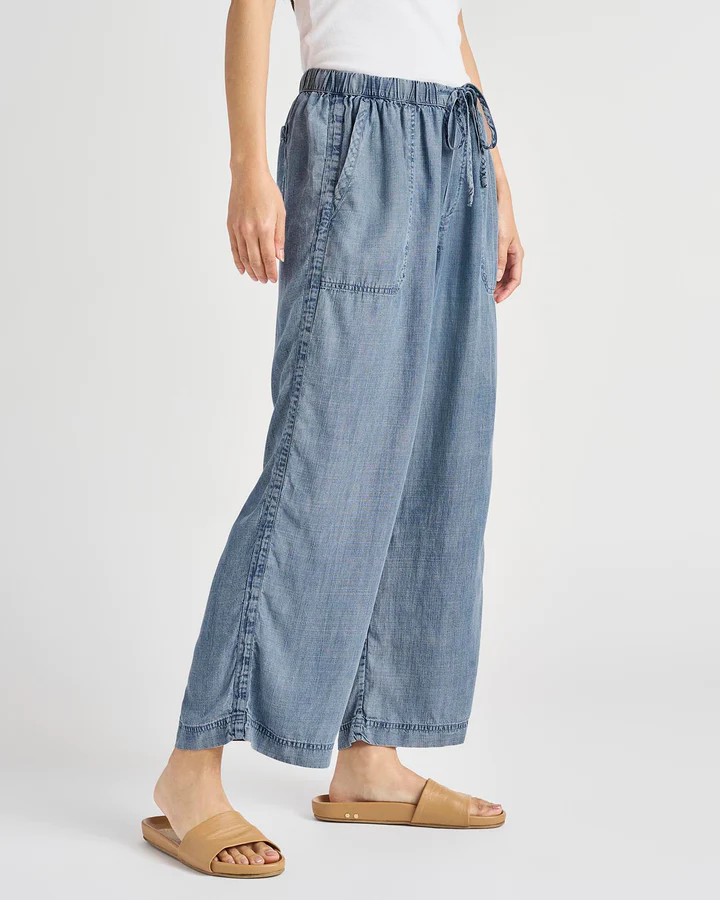 Splendid Angie Lyocell Linen Crop Denim Pant Indigo