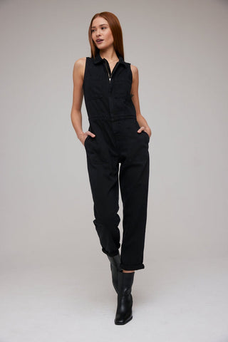 Bella Dahl cotton tencel zip front coverall in black