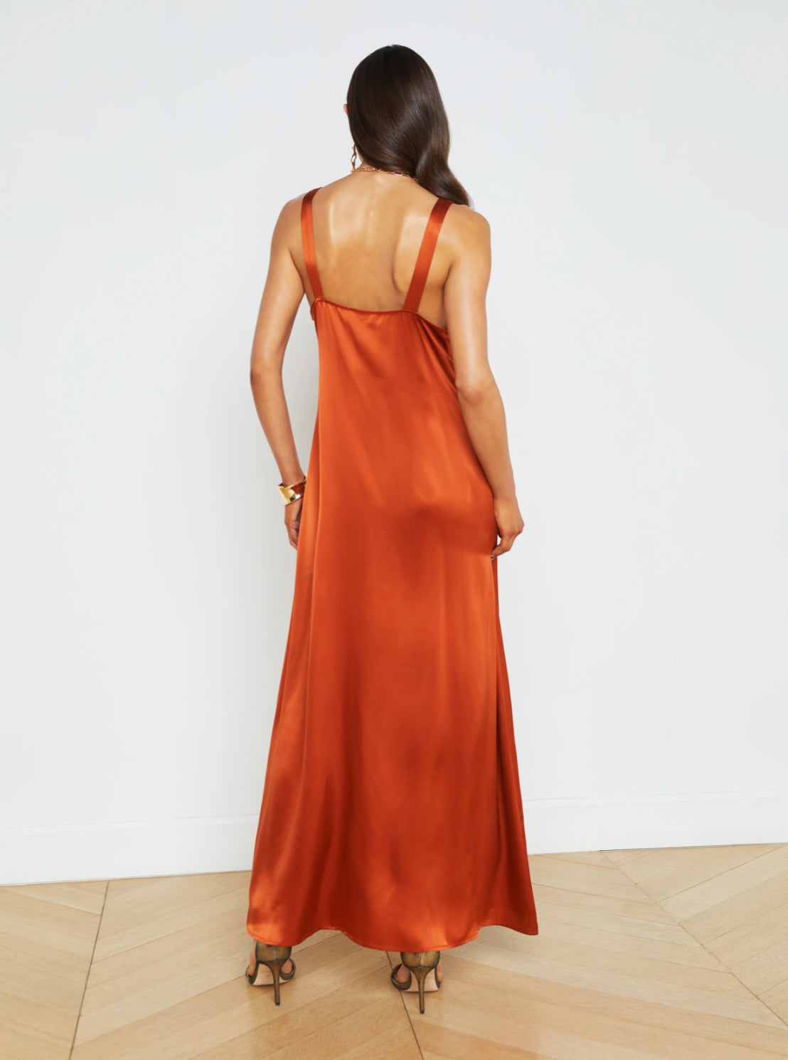 L'AGENCE Kellen Button Front Dress in Sienna