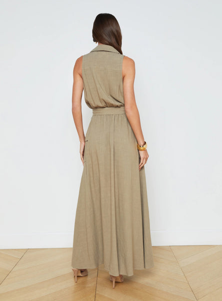 L'AGENCE Mayer Military Maxi Dress in Covert Green