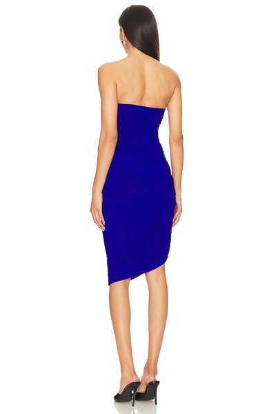 Norma Kamali Strapless Diana Dress To Knee in Electric Blue