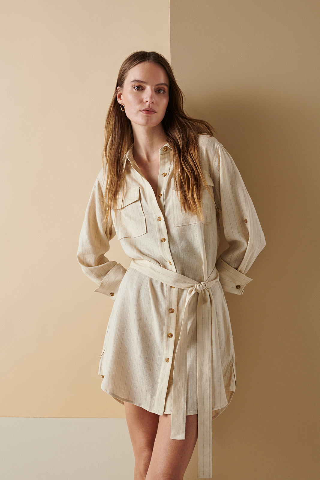 Sanctuary Pocket Shirt Dress in Vineyard Stripe