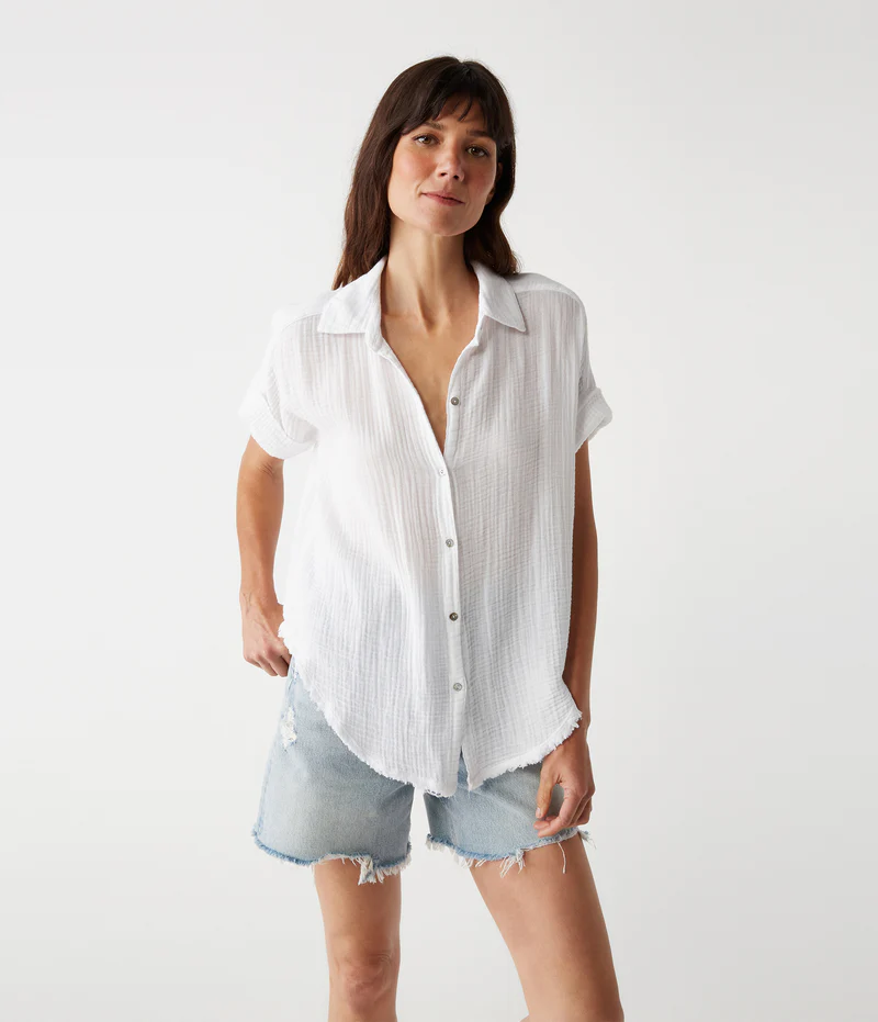 Michael Stars Bailey Button Down Shirt in White