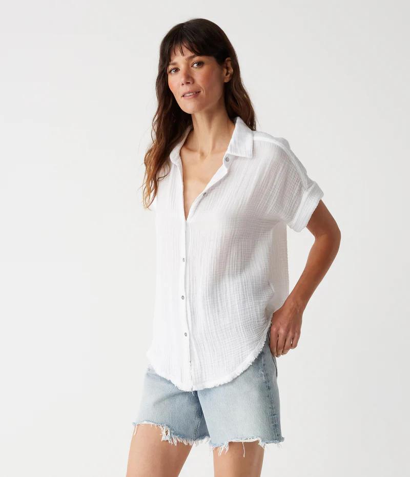 Michael Stars Bailey Button Down Shirt in White