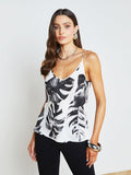 L'AGENCE Lexi Camisole in black/white palm leaves