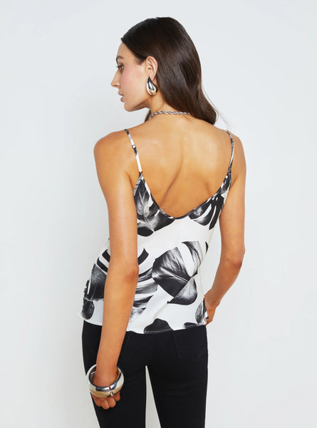 L'AGENCE Lexi Camisole in black/white palm leaves