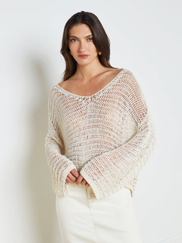L'AGENCE Ethan Open Knit Pullover in Ivory