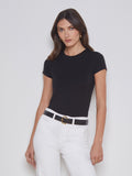 L'AGENCE Ressi Crew Short Sleeve Tee in Black