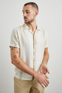 Rails Men's Amalfi S/S Shirt - Farro Dove Stripe