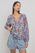 Rails Indi Long Sleeve Cotton Blouse in Spring Meadow