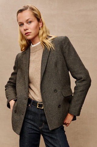 Rails Jac Blazer in Camel Black Herringbone
