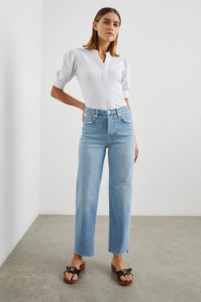 Rails Jewel Rib Short Sleeve Top in White