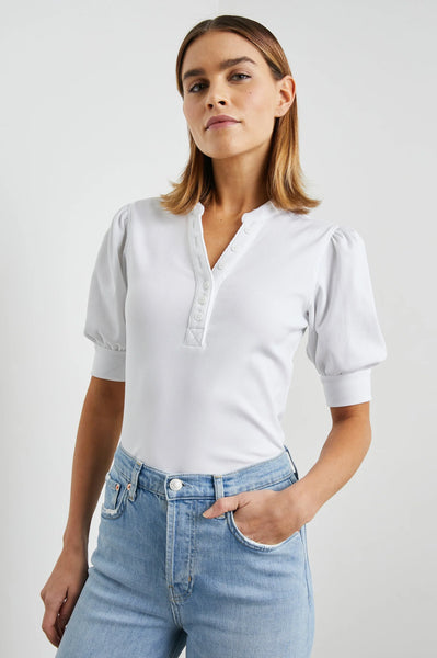 Rails Jewel Rib Short Sleeve Top in White