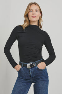 Rails Joelle Tissue Jersey Long Sleeve Top in Black