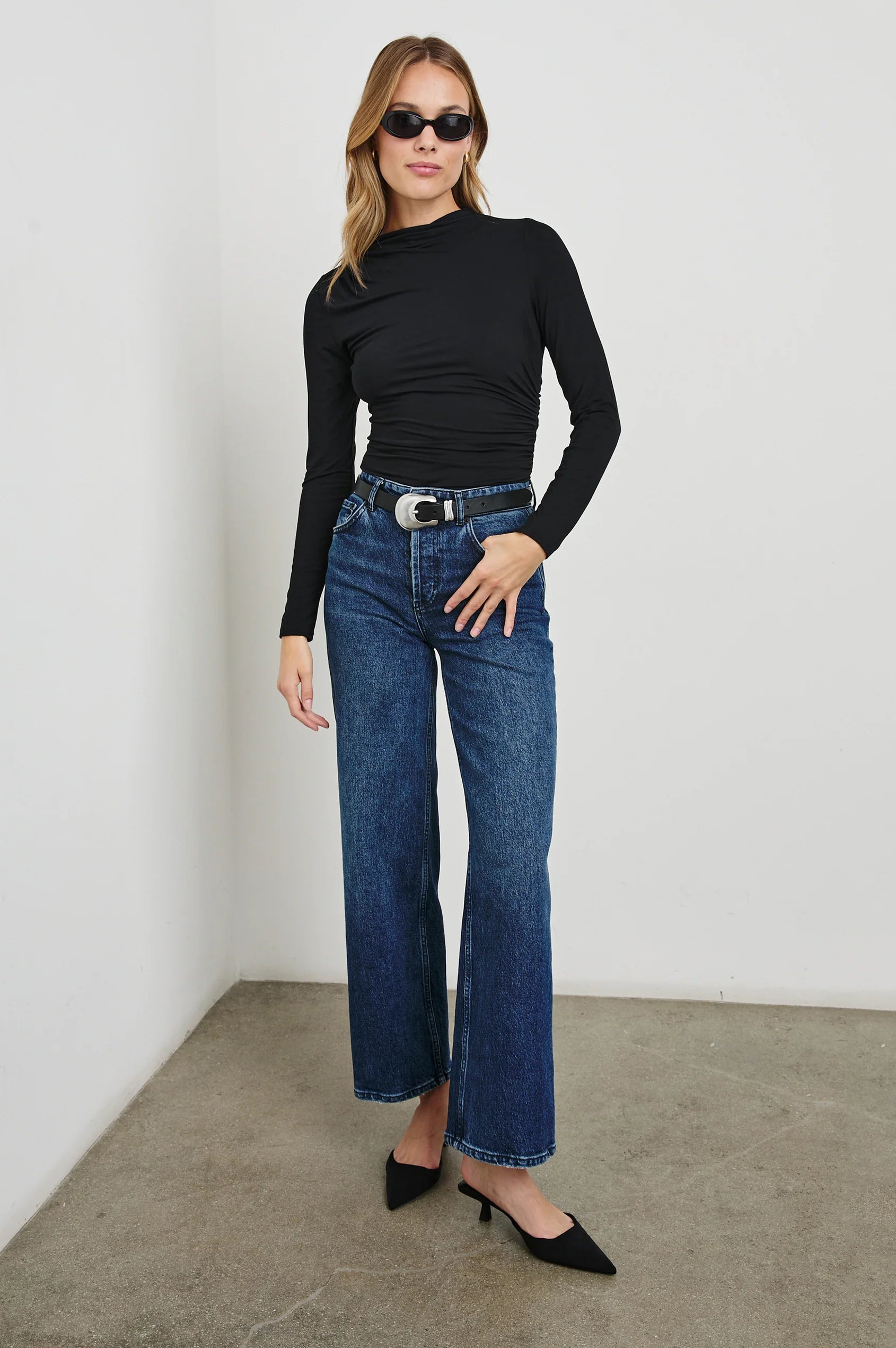 Rails Joelle Tissue Jersey Long Sleeve Top in Black