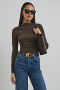 Rails Joelle Tissue Jersey Long Sleeve Top in Espresso