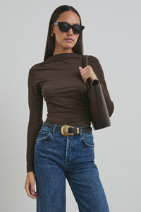 Rails Joelle Tissue Jersey Long Sleeve Top in Espresso