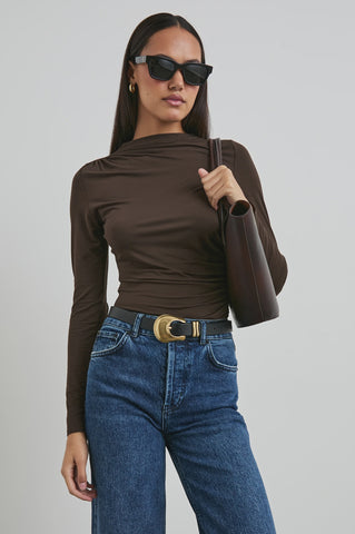 Rails Joelle Tissue Jersey Long Sleeve Top in Espresso