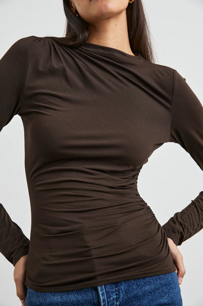 Rails Joelle Tissue Jersey Long Sleeve Top in Espresso