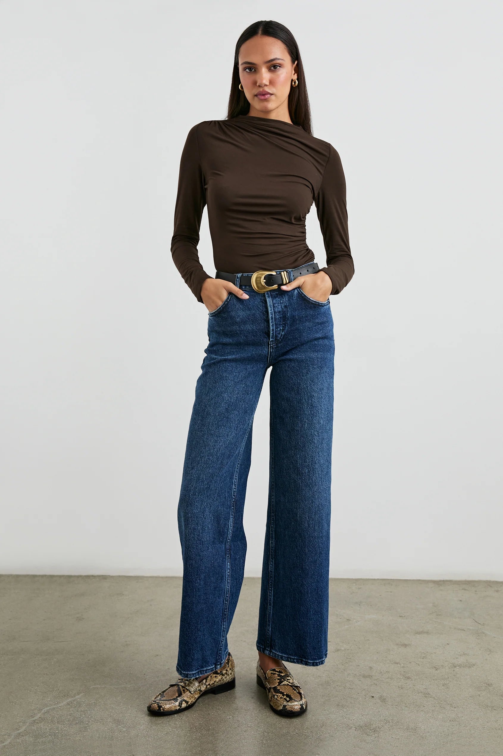Rails Joelle Tissue Jersey Long Sleeve Top in Espresso
