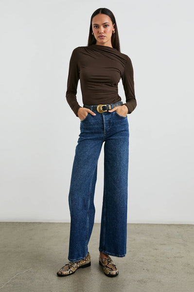 Rails Joelle Tissue Jersey Long Sleeve Top in Espresso