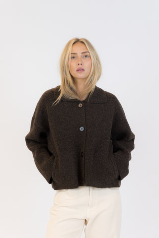 Lyla & Luxe Jonah Button Front Coat in Chocolate