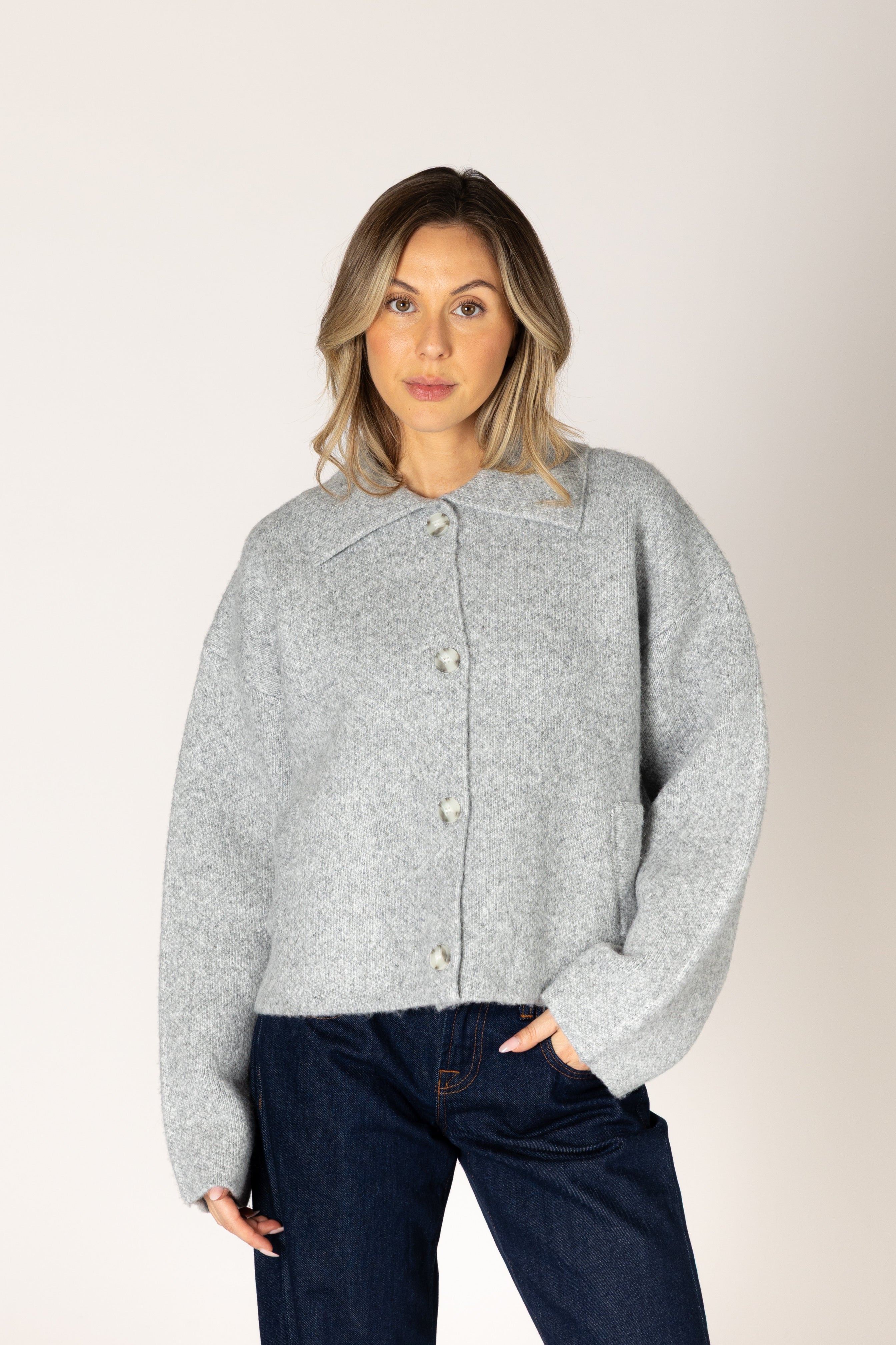 Lyla & Luxe Jonah Luxe Short Collar Coat in Drizzle