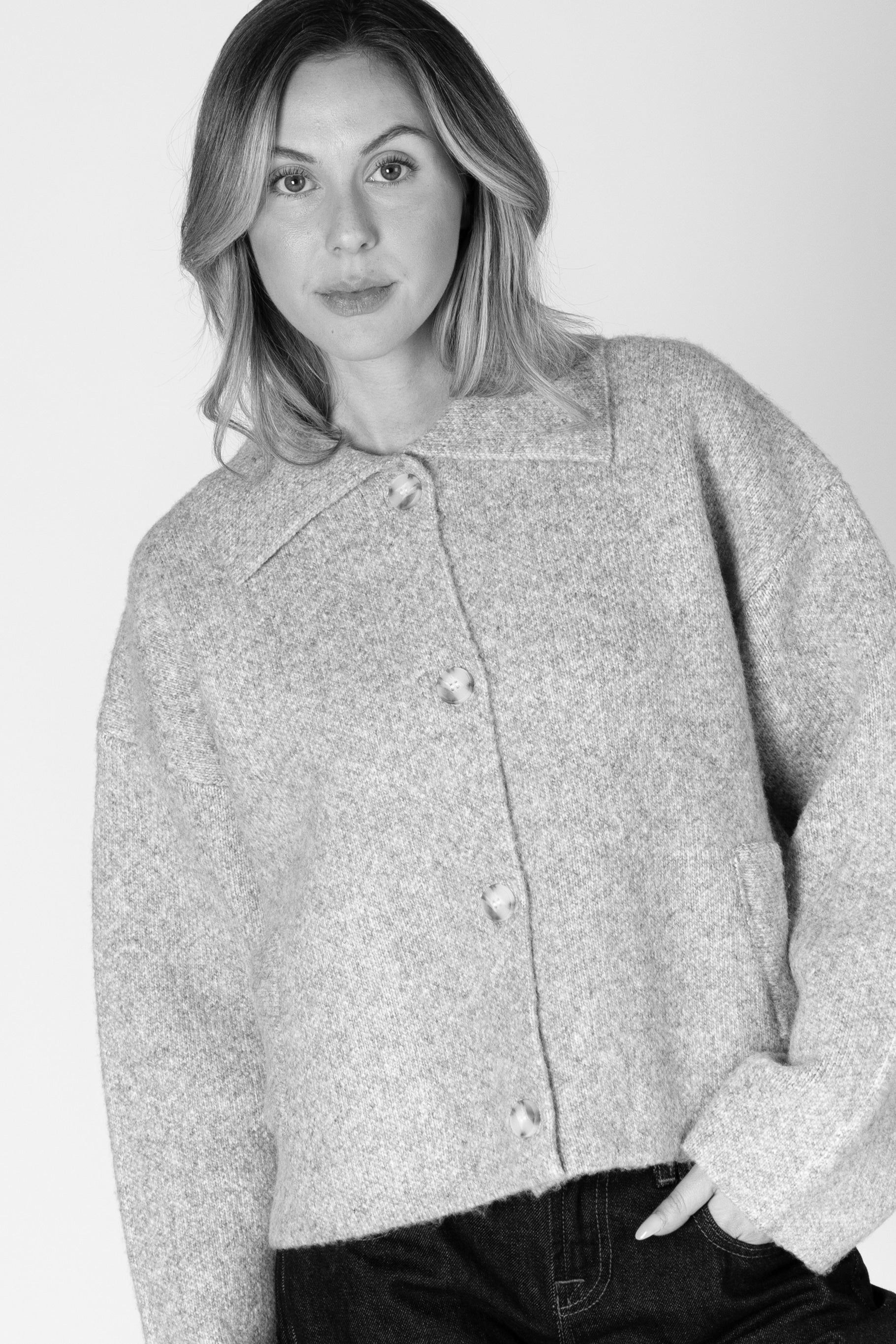 Lyla & Luxe Jonah Luxe Short Collar Coat in Drizzle