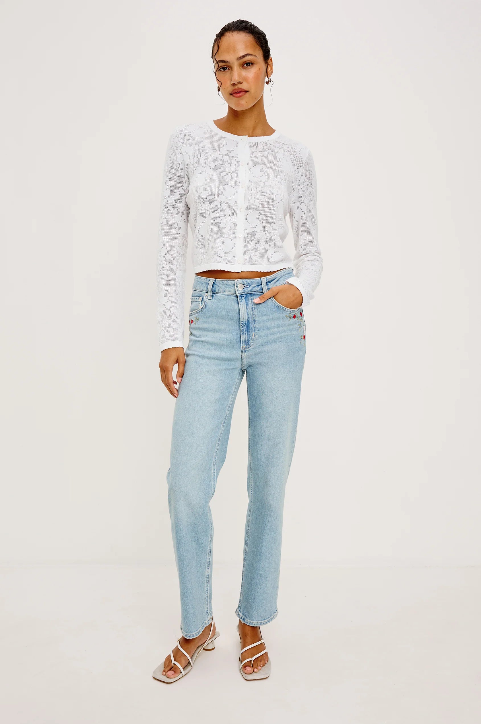 Rails July Cotton Cardigan in White