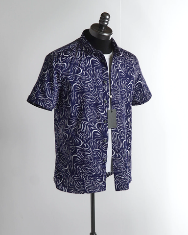 John Varvatos Loren SS Print Shirt - Blue