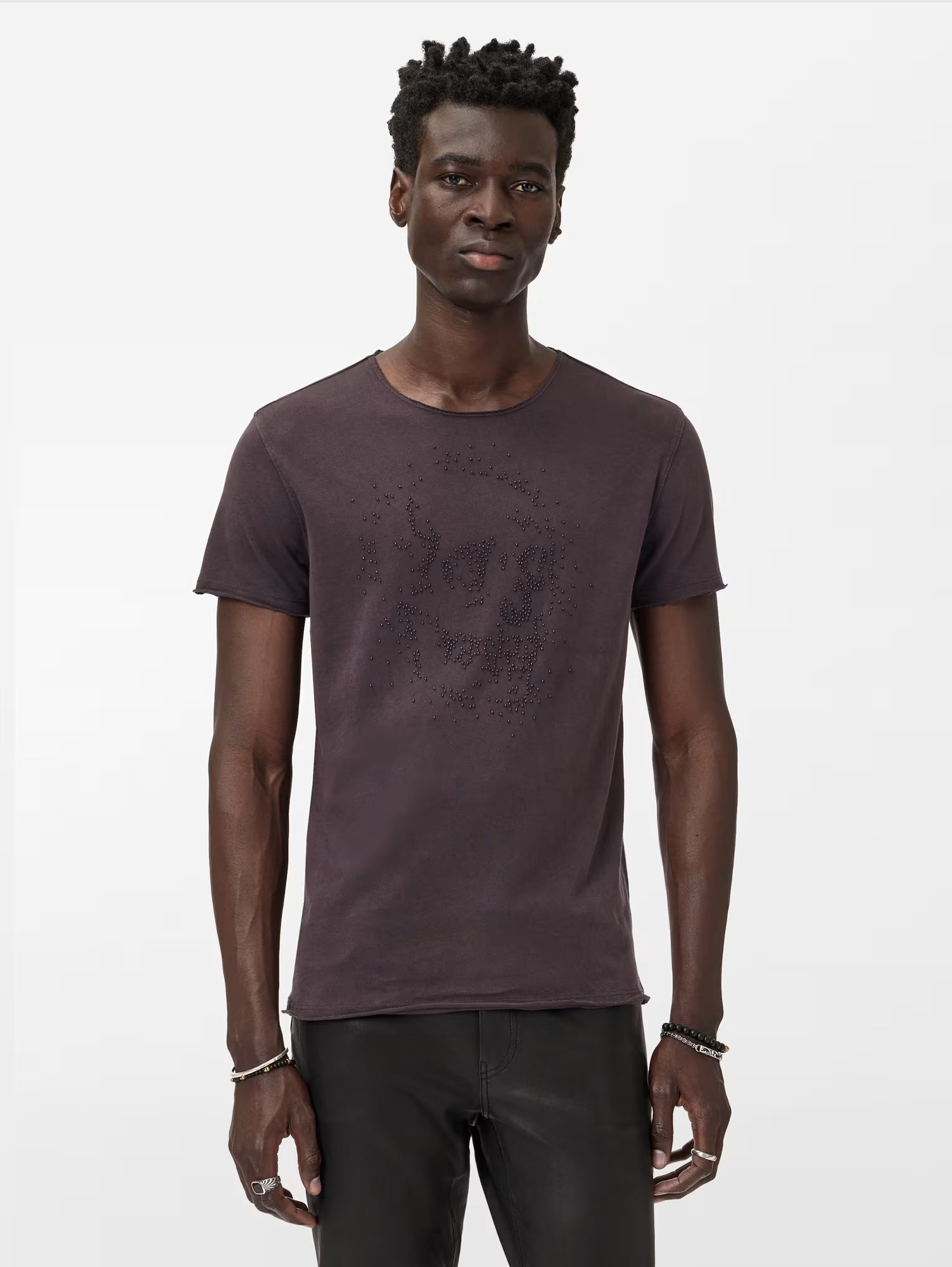 John Varvatos Beaded Skull Tee - Oxblood