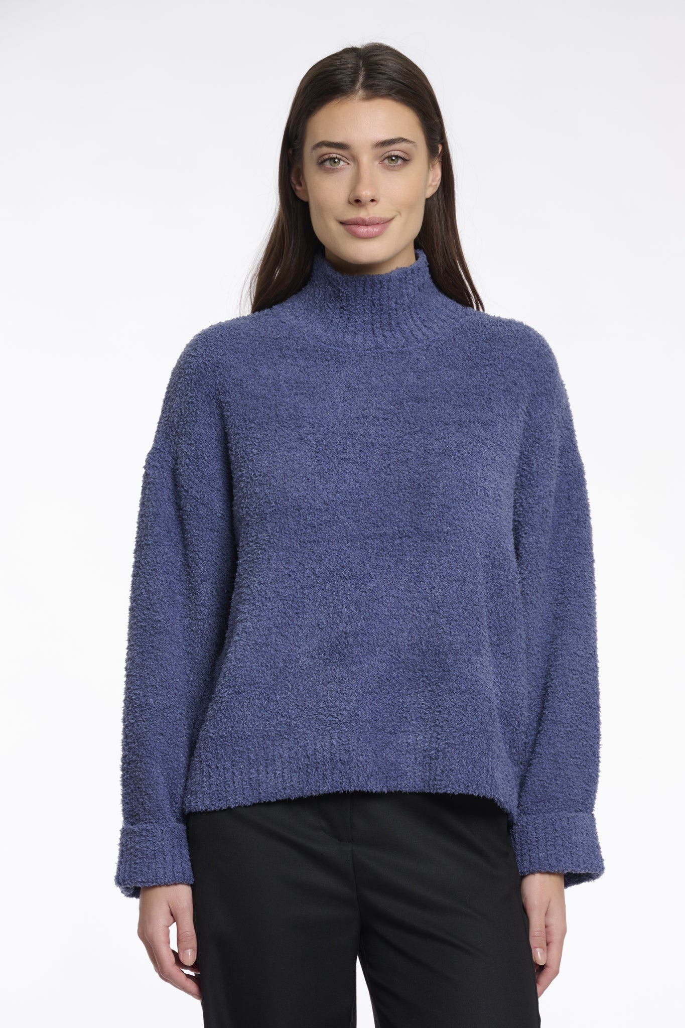 RINO & PELLE Karen Mock Neck Sweater in Blue Shadow